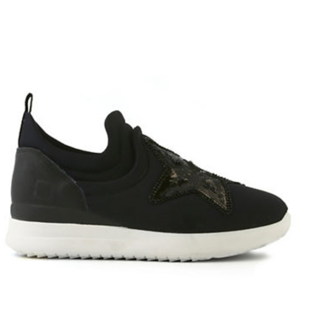 NWT D.A.T.E Applique Star Black Sneakers